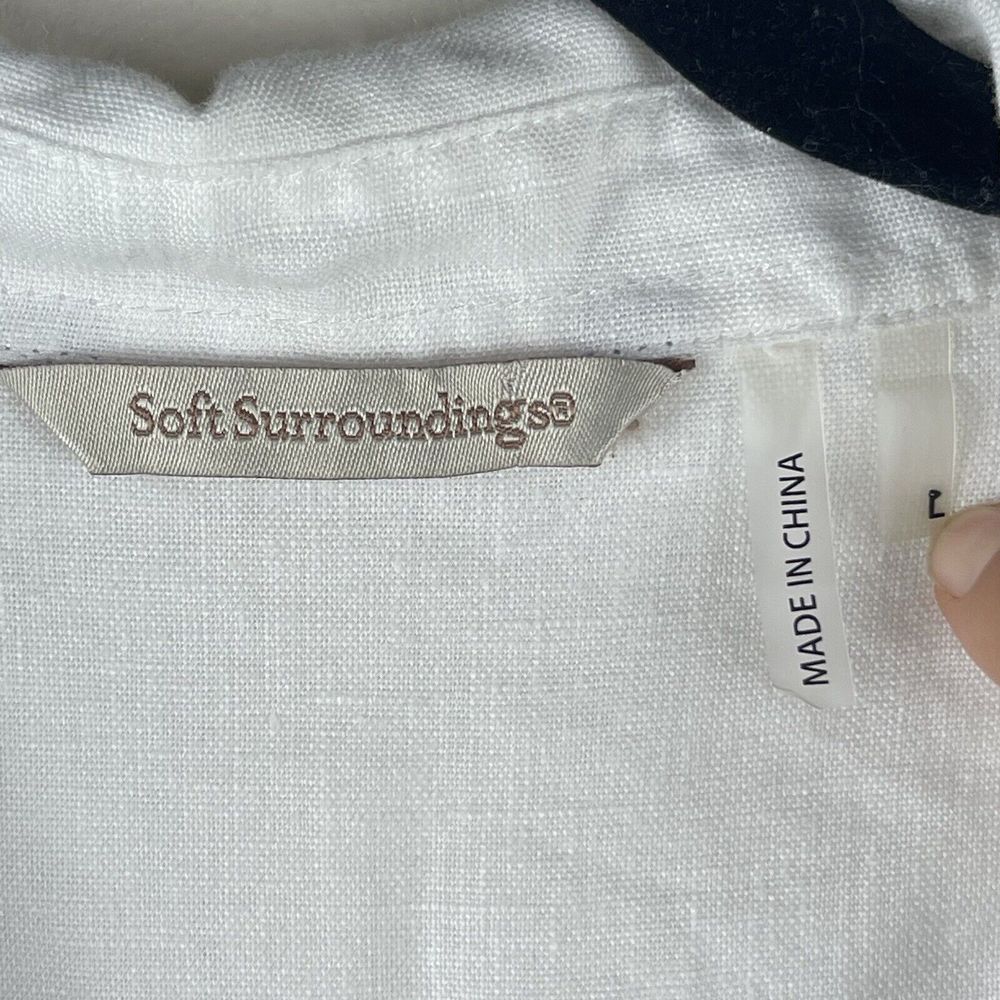 Soft Surroundings‎ Women Tunic Top Size Large White Cream Linen Button Blouse - Picture 5 of 16